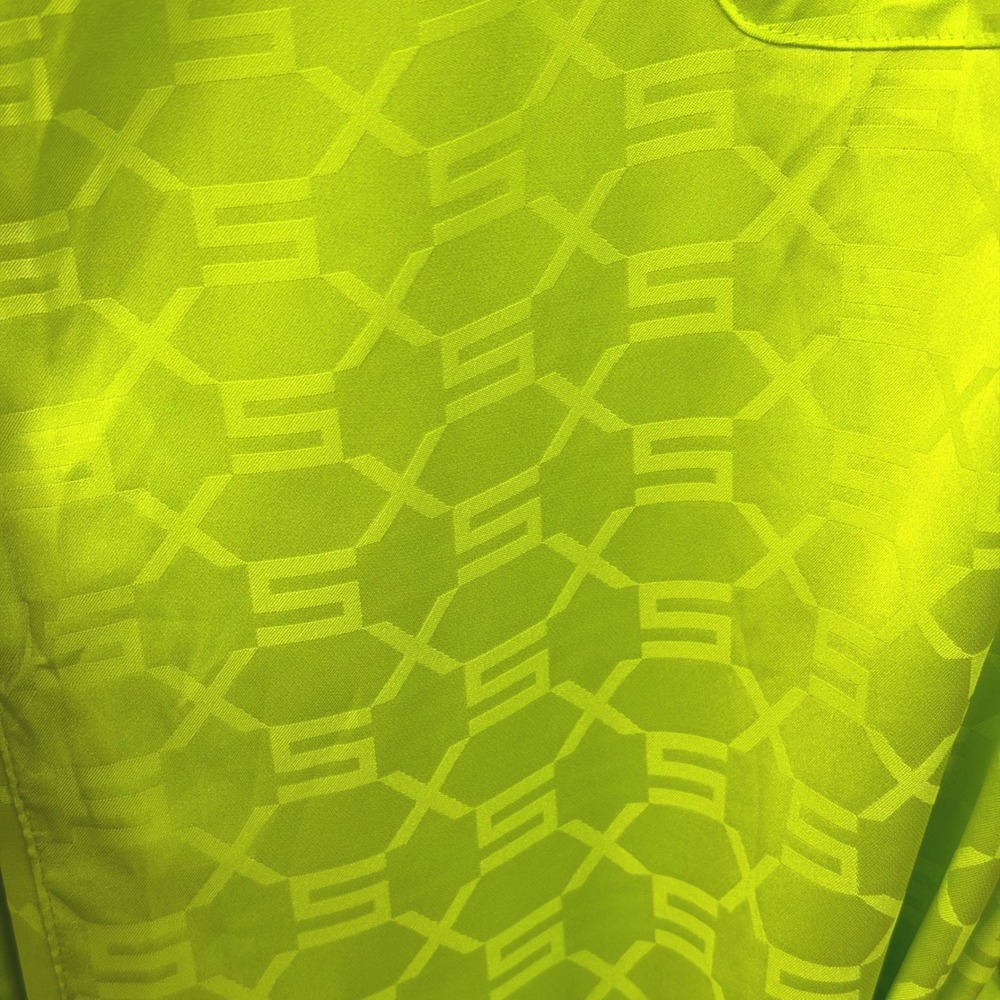 Savage X Fenty Mens Neon Lime Green Logo Jacquard Satin Short Robe L/XL - Picture 4 of 11